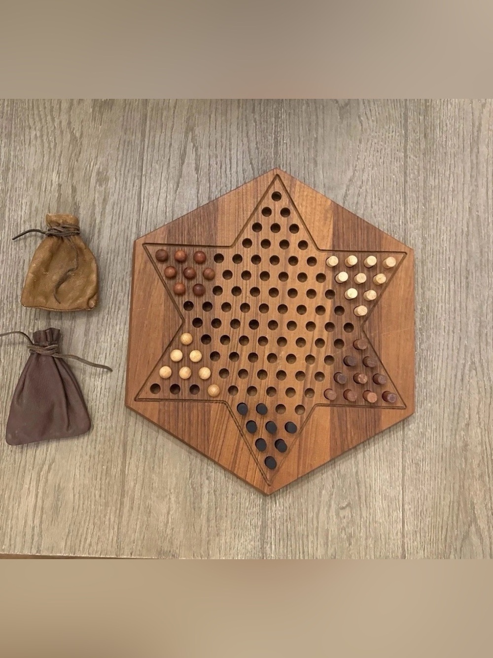VINTAGE CHINESE CHECKERS GAME BOARD BY PIET HEIN FOR SKJØDE SKJERN...RARE